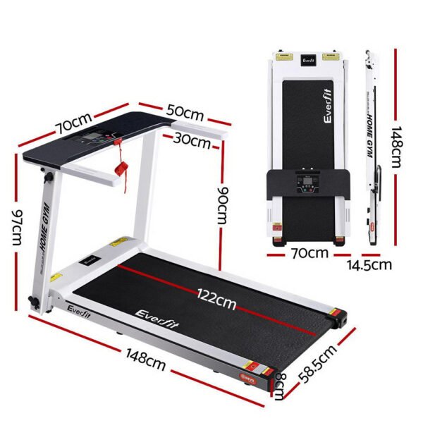 NNEDSZ Electric Treadmill Home Gym Exercise Running Machine Fitness Equipment Compact Fully Foldable 420mm Belt White - Image 2