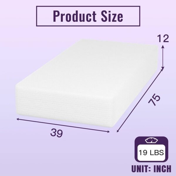 Twin size 12-inch Charcoal Infused Memory Foam Mattress with Removable Cover - Image 5