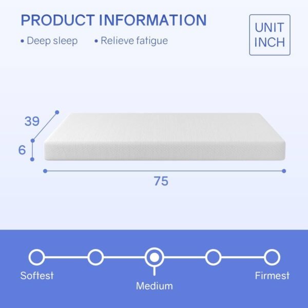 Twin size 6-inch Thick Medium Firm Cool Gel Memory Foam Mattress - Image 5