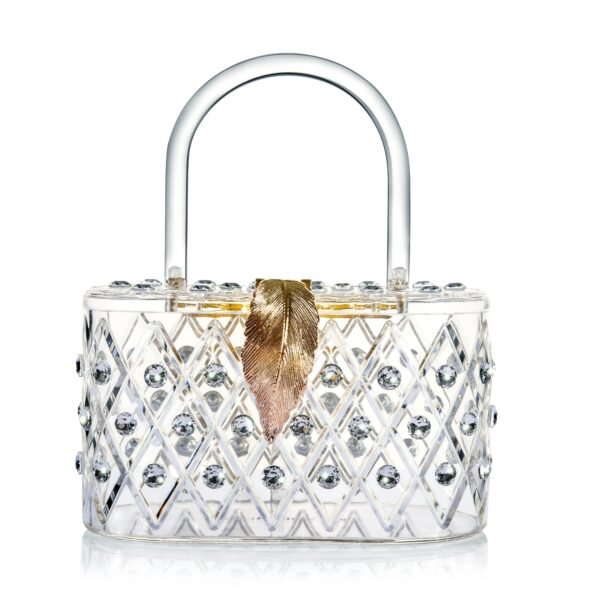 1950 Vintage style "The Princess " unique Oval Crystal Acrylic Lucite Box Clutch Bag - Image 5