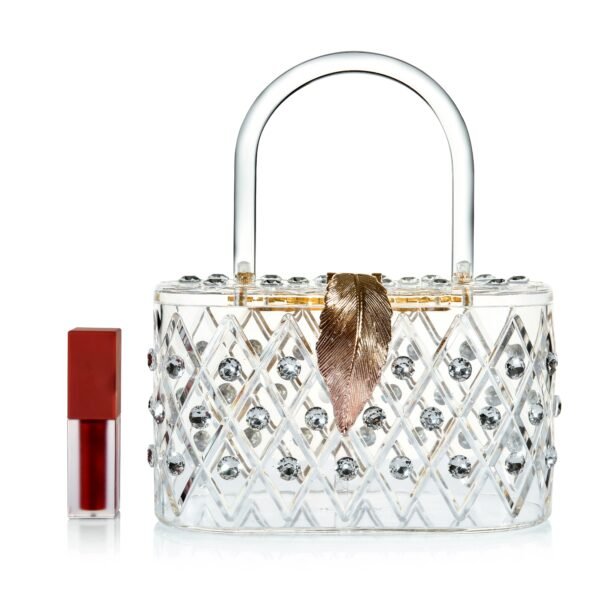 1950 Vintage style "The Princess " unique Oval Crystal Acrylic Lucite Box Clutch Bag - Image 2