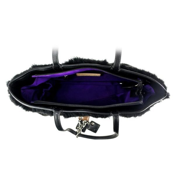 Olivia Fur+Leather Handbag - Black - Image 4