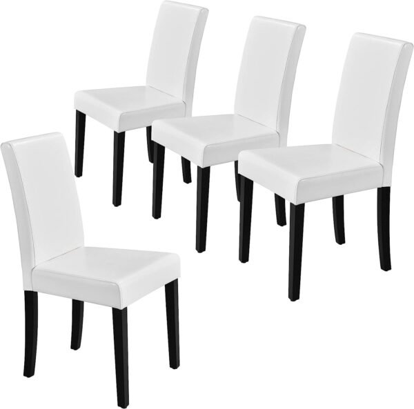 Set of 4 Modern Parson Chairs, Faux Leather, White - Image 2