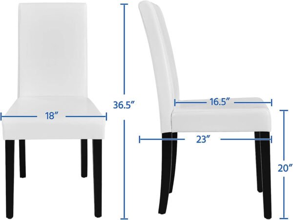 Set of 4 Modern Parson Chairs, Faux Leather, White - Image 3