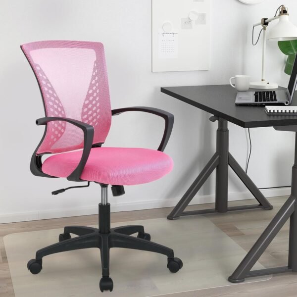 Office Computer Gaming Chair Ergonomic Mesh Desk Chair Adjustable Video Game Chairs with 360 Degrees Swivel Wheels Armrest Lumbar Support for Home Office,Pink - Image 6