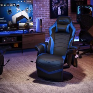 900 Gaming Recliner - Video Games Console Recliner Chair, Computer Recliner, Adjustable Leg Rest and Recline, Recliner with Cupholder, Reclining Gaming Chair with Footrest - Blue