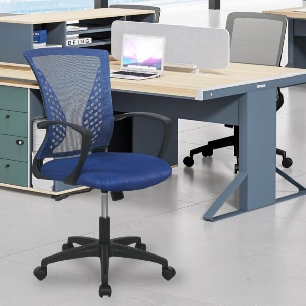 Office Computer Gaming Chair Ergonomic Mesh Desk Chair Adjustable Video Game Chairs with 360 Degrees Swivel Wheels Armrest Lumbar Support for Home Office (Blue) - Image 2
