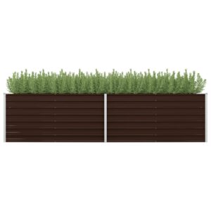 NNEVL Garden Raised Bed Brown 320x80x77 cm Galvanised Steel