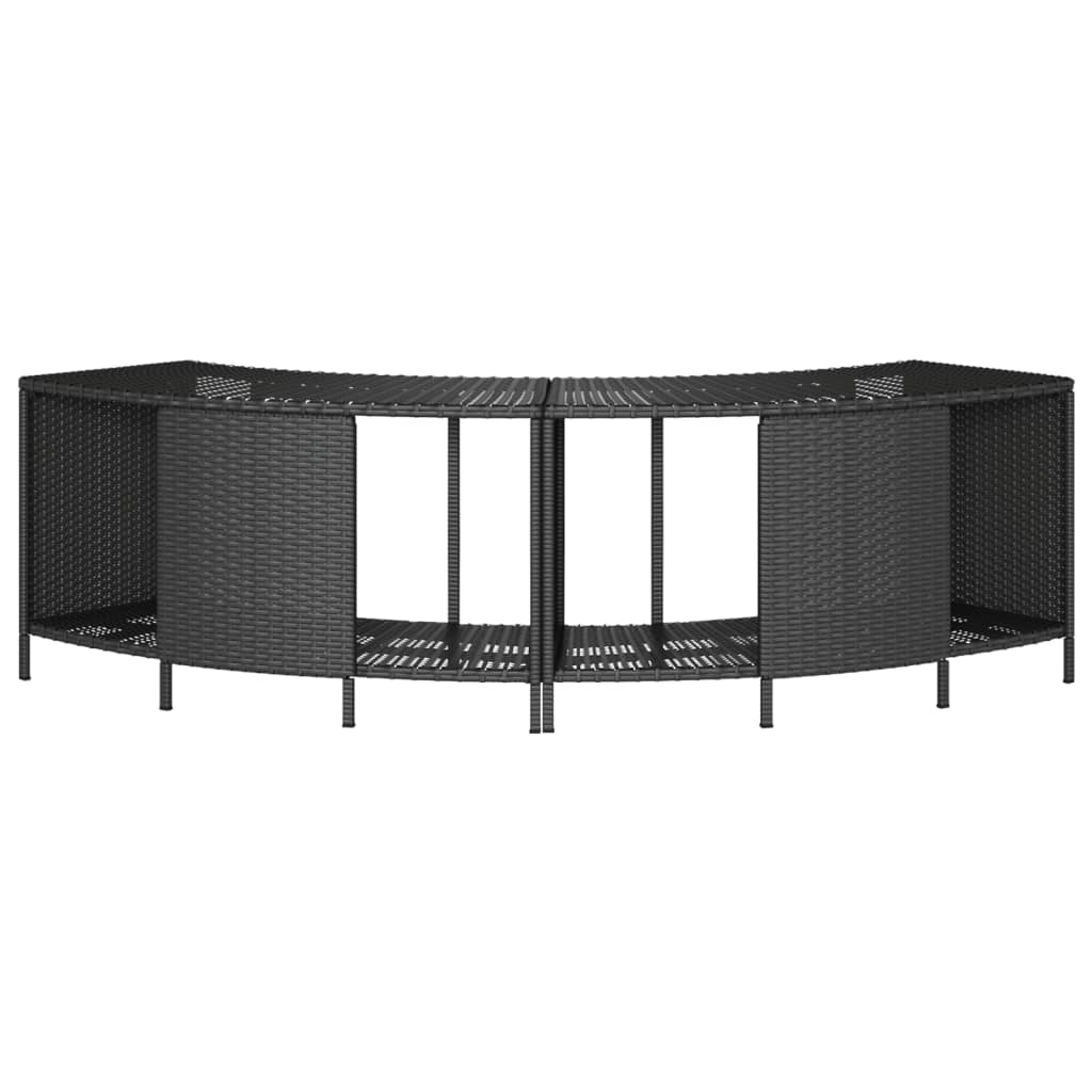 vidaXL Storage Shelves for Hot Tub Shelf Unit Outdoor Garden 2 Pcs Poly Rattan - Image 5
