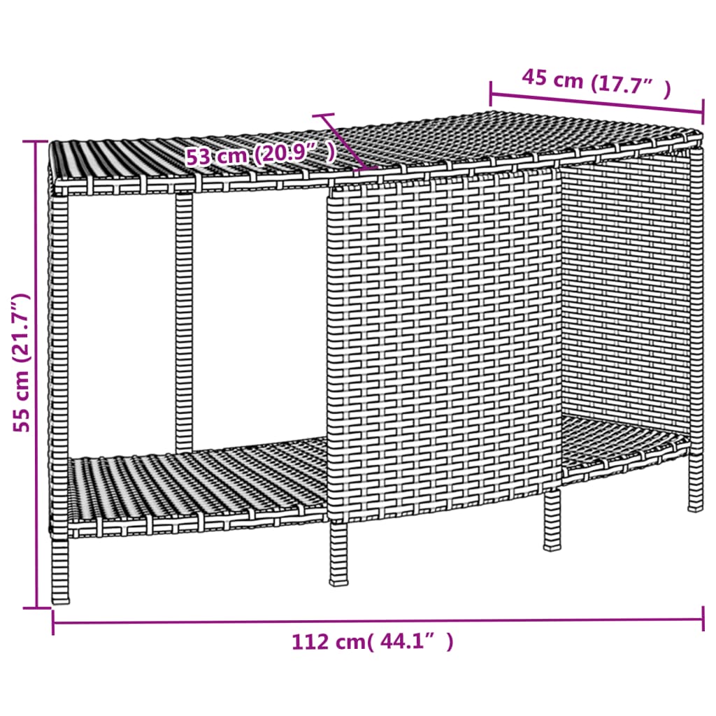 vidaXL Storage Shelves for Hot Tub Shelf Unit Outdoor Garden 2 Pcs Poly Rattan - Image 4