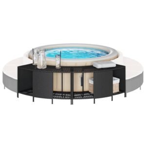 vidaXL Storage Shelves for Hot Tub Shelf Unit Outdoor Garden 2 Pcs Poly Rattan