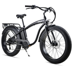 NNEMB Electric Fat Tyre Cruiser Bike, eBike with Throttle, Matte Black