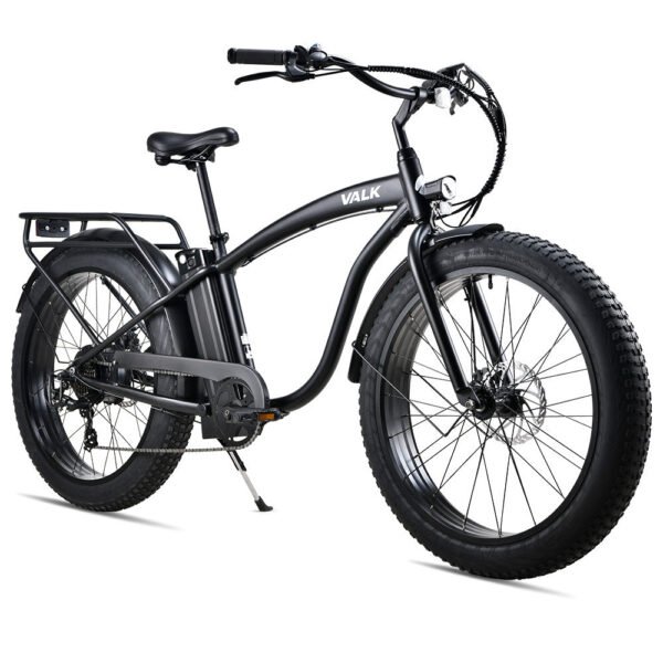 NNEMB Electric Fat Tyre Cruiser Bike, eBike with Throttle, Matte Black