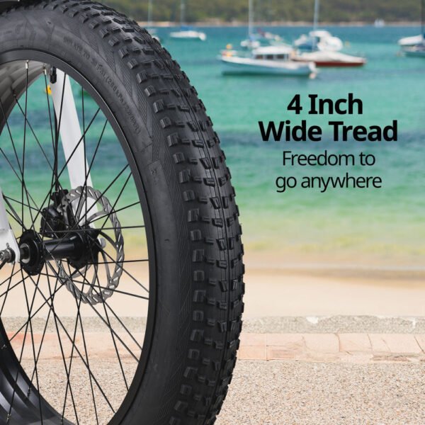 NNEMB Electric Fat Tyre Cruiser Bike, eBike with Throttle, Matte Black - Image 4