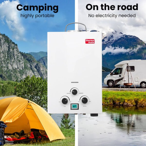 NNEMB Portable Gas Outdoor Camping Hot Water Heater System-with 12V Pump-Shower Head-White - Image 2