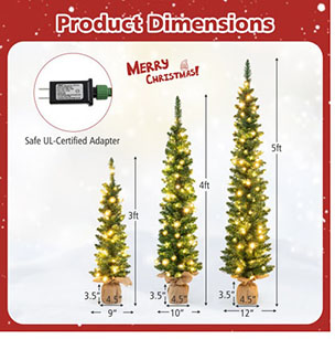 Set-Of-3-Pre-lit-Artificial-Christmas-Trees