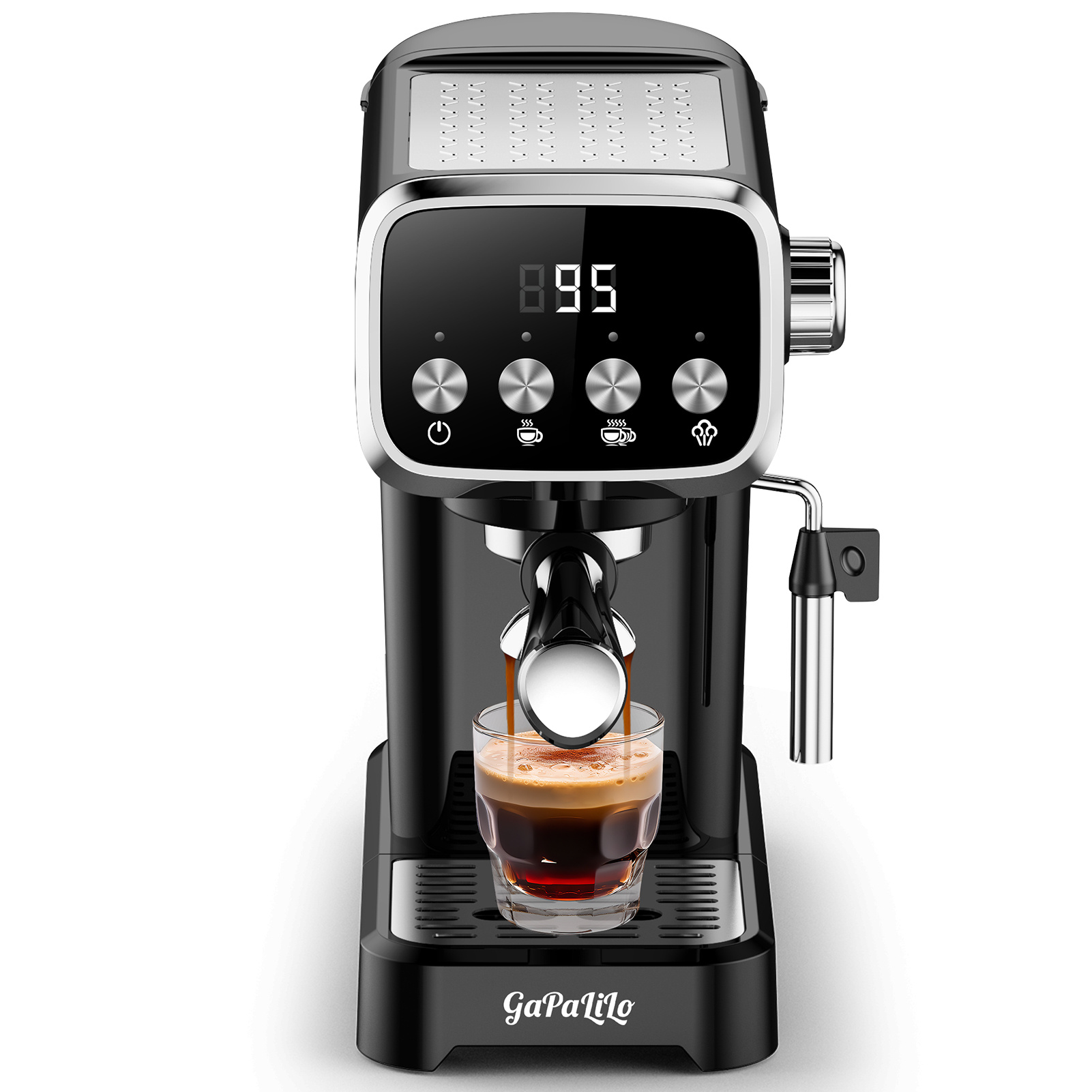 20 BAR Slim Espresso Machine With Milk Frother, Cup Warmer, 43 OZ Detachable Tank, For Espresso, Americano, Latte, Space-Saving, Screen Button, Black - Image 10